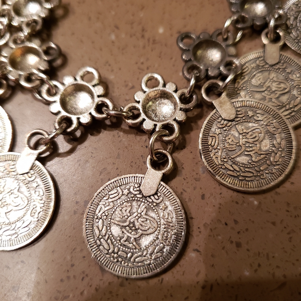 Antique silver coin ankle bracelet - Picture 6 of 6